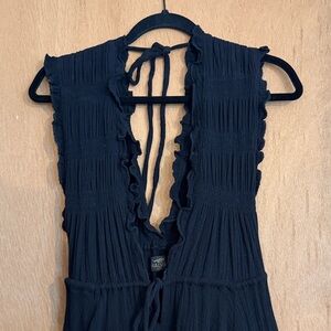 Black Ruffled Sleeveless Dress
